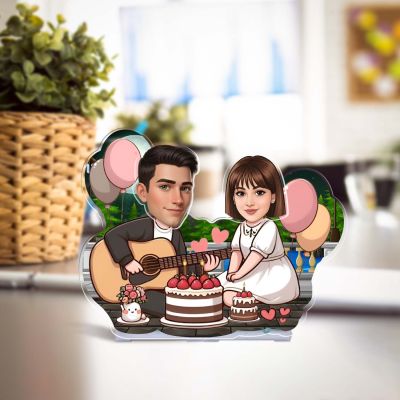 Personalized Funny Caricature for Birthday Girl Custom with Face Cutout Shaking Head Feature Surprise Birthday Gift for Girlfriend, Wife, Bestie & Sister Battery Powered Table Decor